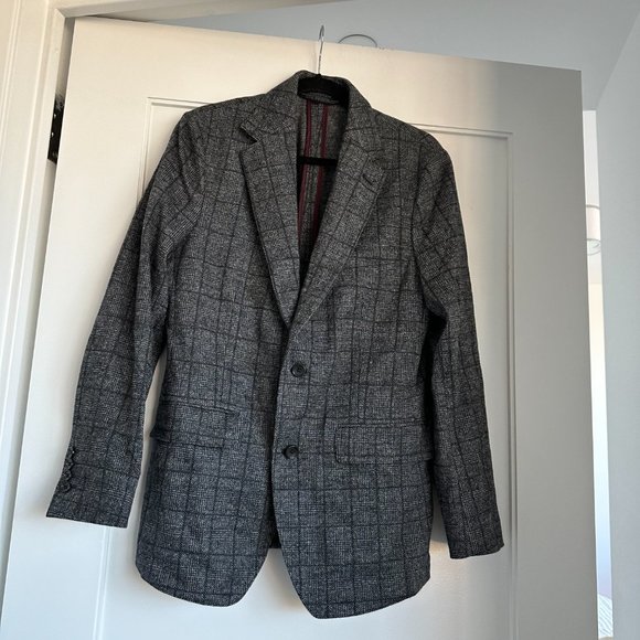 Bonobos Italian Men's Blazer Jacket 38R Slim Fit Wool Check Tweed Gray Charcoal - Picture 1 of 7